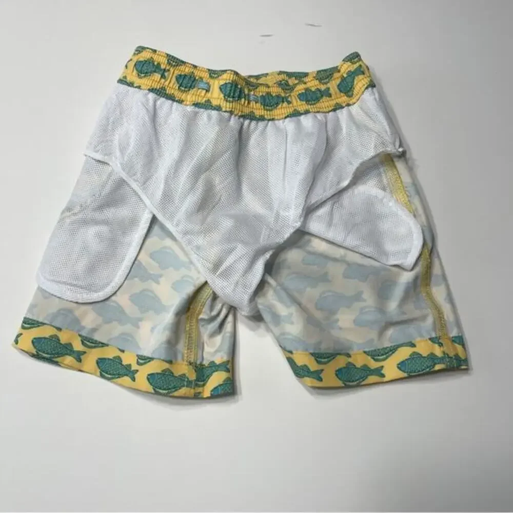 J‎ Crew Crew Cuts Boys Goldfish Swim Trunks Yellow Green